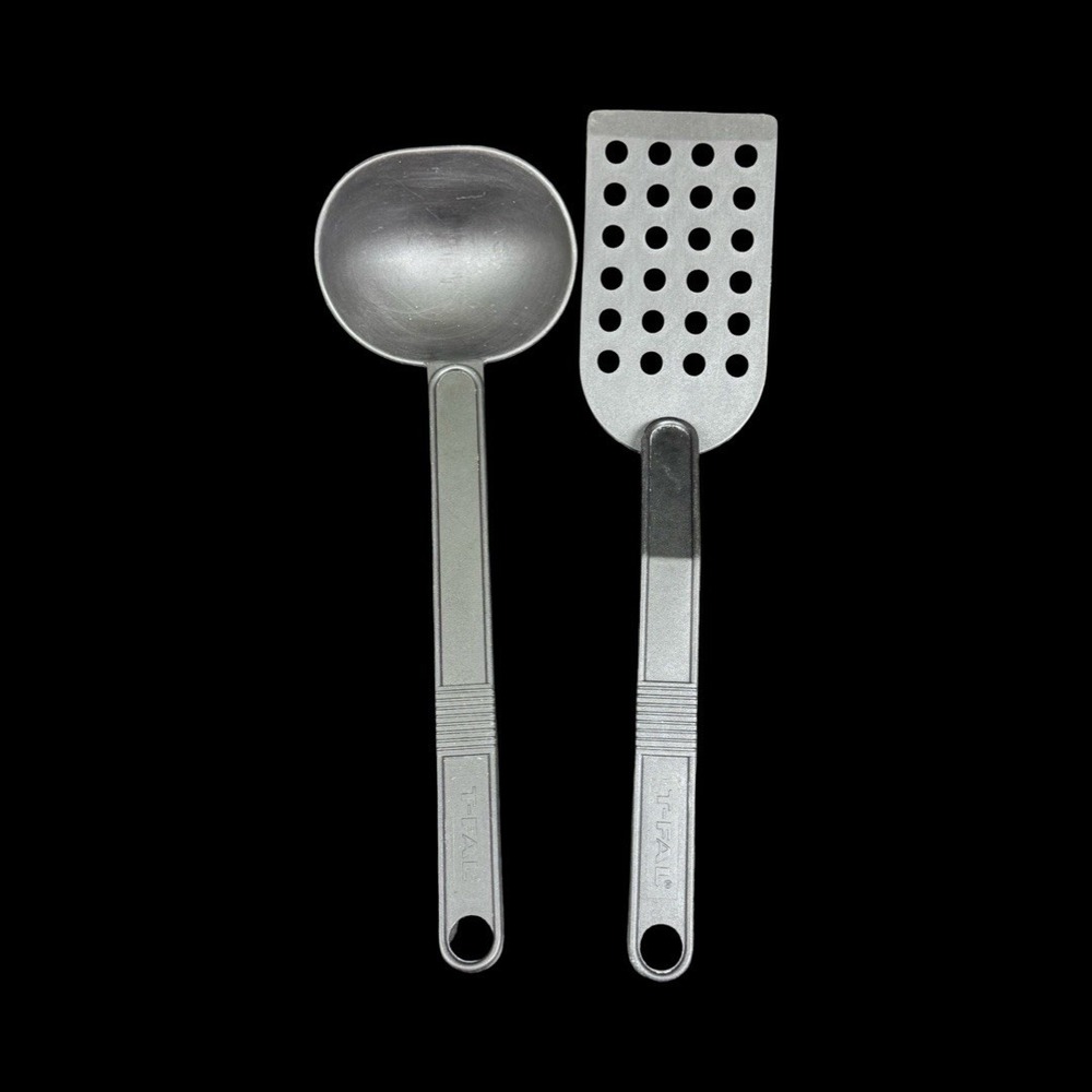 T-Fal Black Nylon Slotted Holes Spatula Flipper & Ladle Dipper Canada - Lot of 2